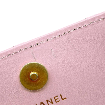 CHANEL Matelasse Chain wallet Leather Pink