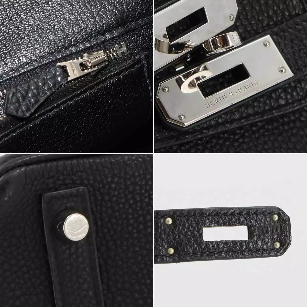 HERMES Birkin 30 Hand Bag Togo Leather Black Purse