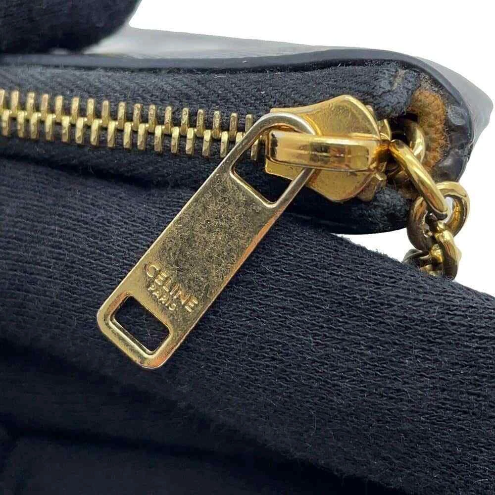 CELINE Triomphe Coin & Card Pouch PVC Coated Canvas Black