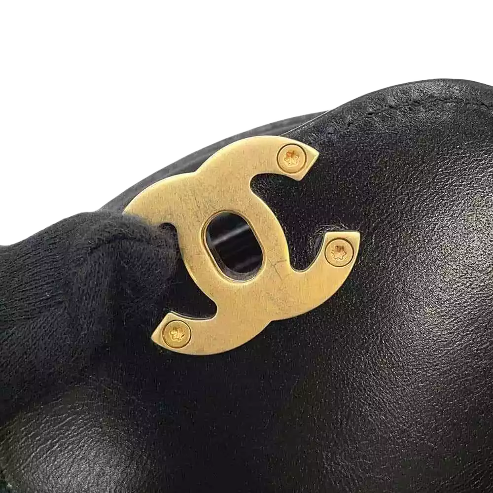 CHANEL Shopping Bag 2-Way Shoulder Bag Size Mini Shiny Calf Leather Black
