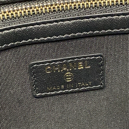 CHANEL Matelasse Black Lambskin Clutch Bag with Gold Hardware
