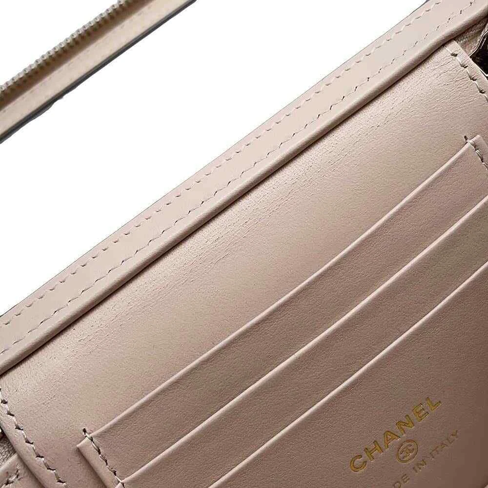 CHANEL Matelasse 2WAY Chain Vanity Bag Calfskin Beige