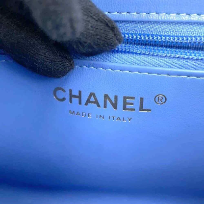 CHANEL Matelasse Mini Shopping Bag 2-Way Bag Size Mini Shiny Calf Leather Light Blue