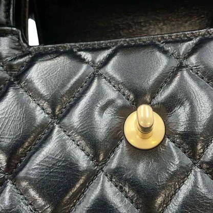 CHANEL Shopping Bag 2-Way Shoulder Bag Size Mini Shiny Calf Leather Black