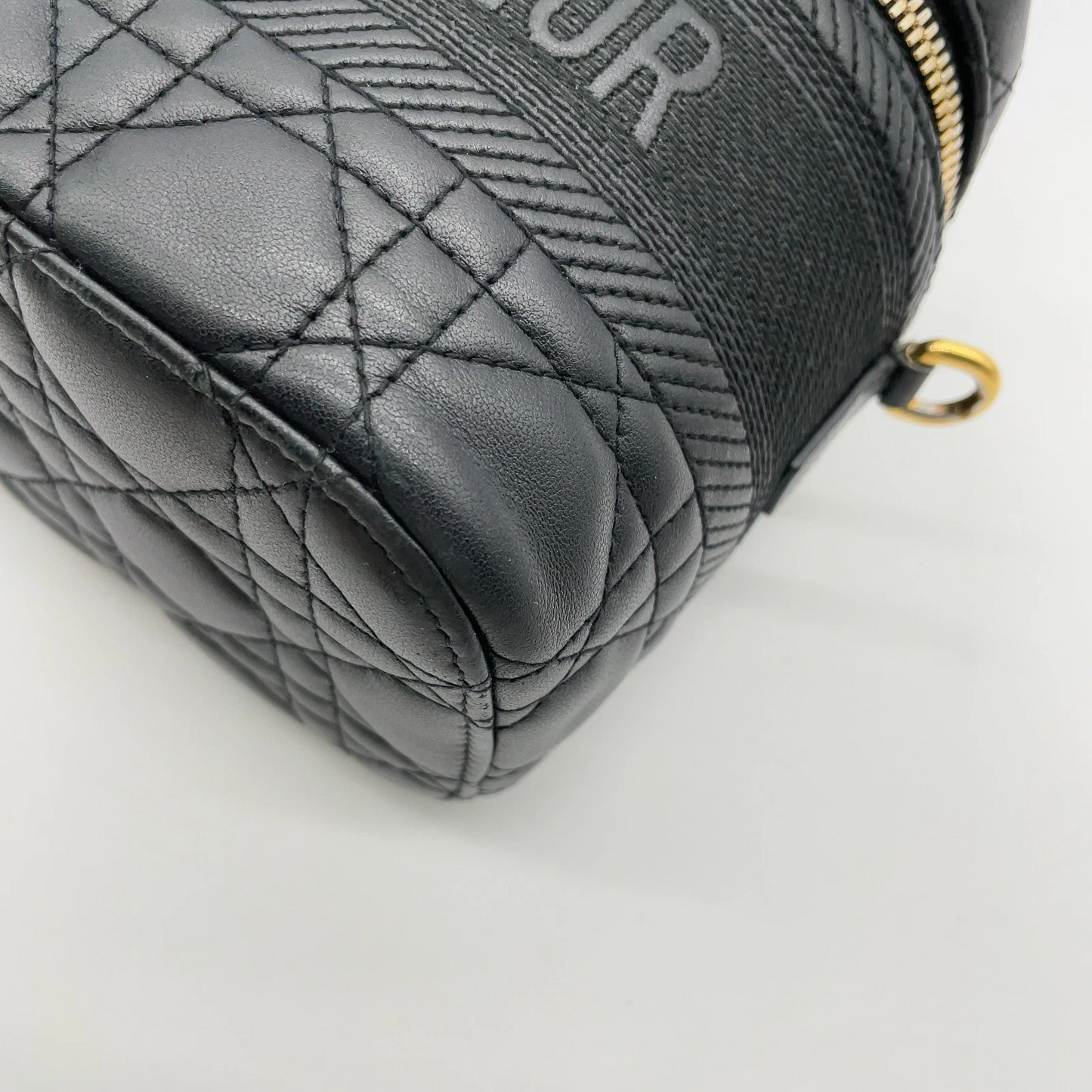 Christian Dior Small Cannage Leather 2-Way Vanity Bag in Black