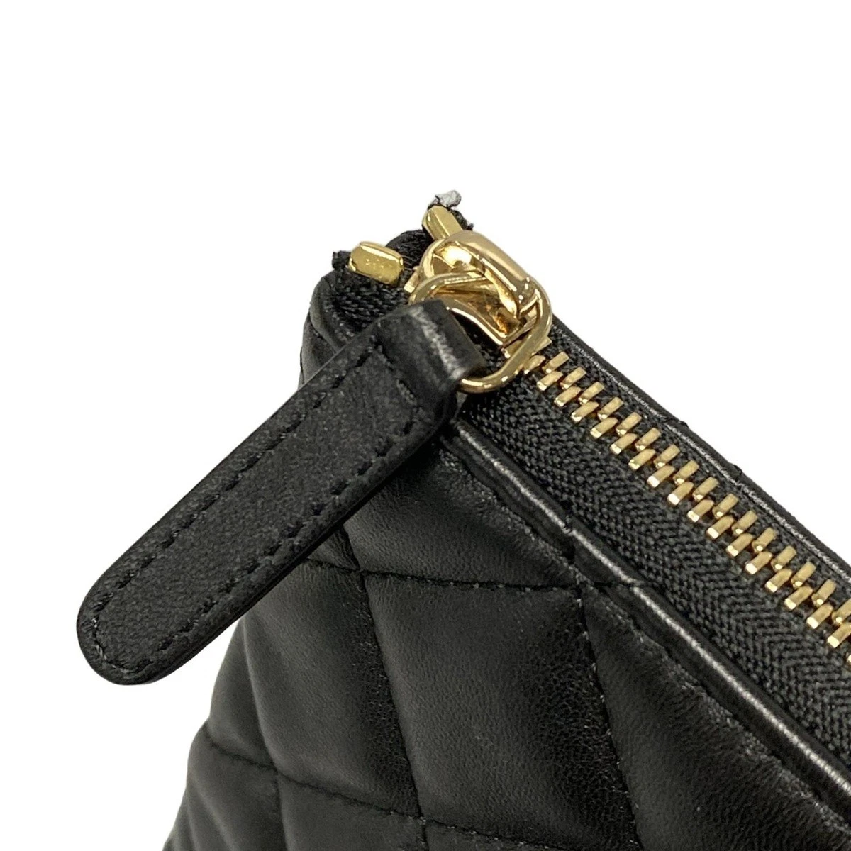 CHANEL Matelasse Black Lambskin Clutch Bag Gold Hardware