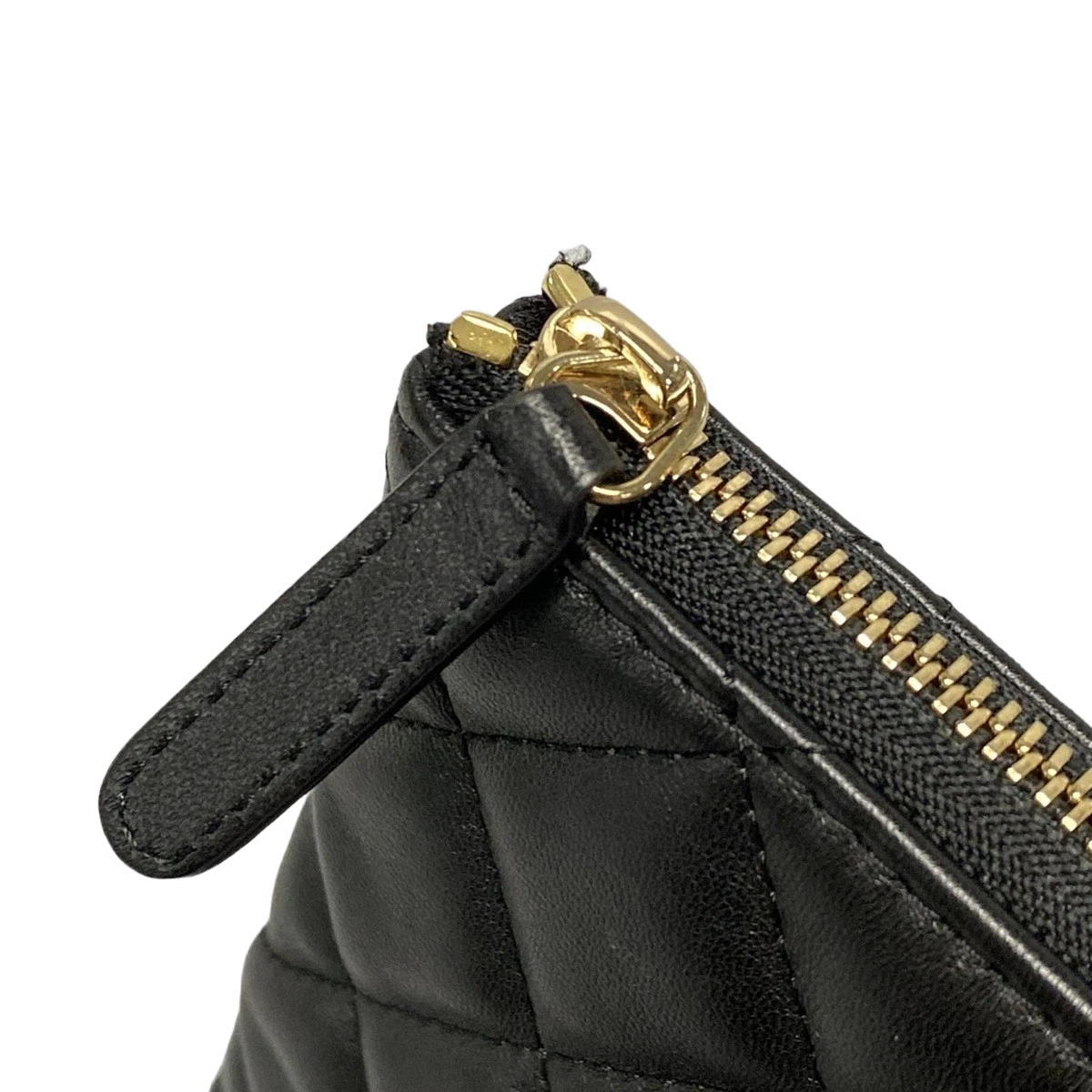 CHANEL Matelasse Black Lambskin Clutch Bag Gold Hardware