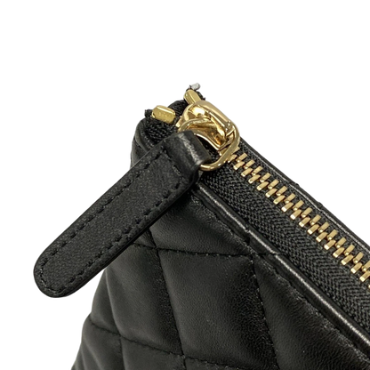 CHANEL Matelasse Black Lambskin Clutch Bag Gold Hardware