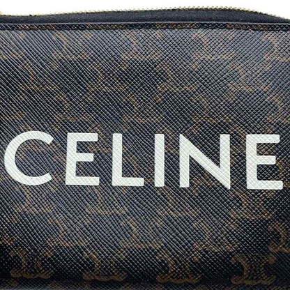 CELINE Triomphe Coin & Card Pouch PVC Coated Canvas Black