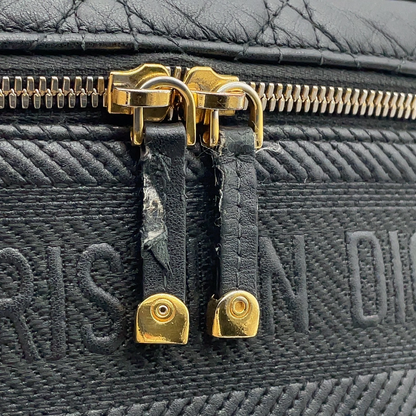 Christian Dior Small Cannage Leather 2-Way Vanity Bag in Black