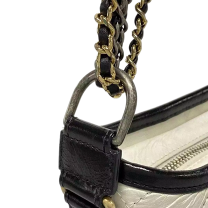 CHANEL Gabrielle de Chanel Small Hobo Bag White Black Aged Calfskin