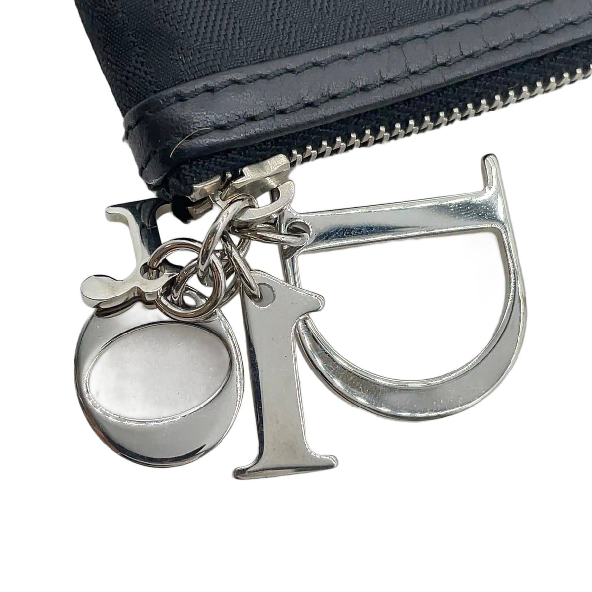 Christian Dior Trotter Nylon Black Logo Charm Coin Case