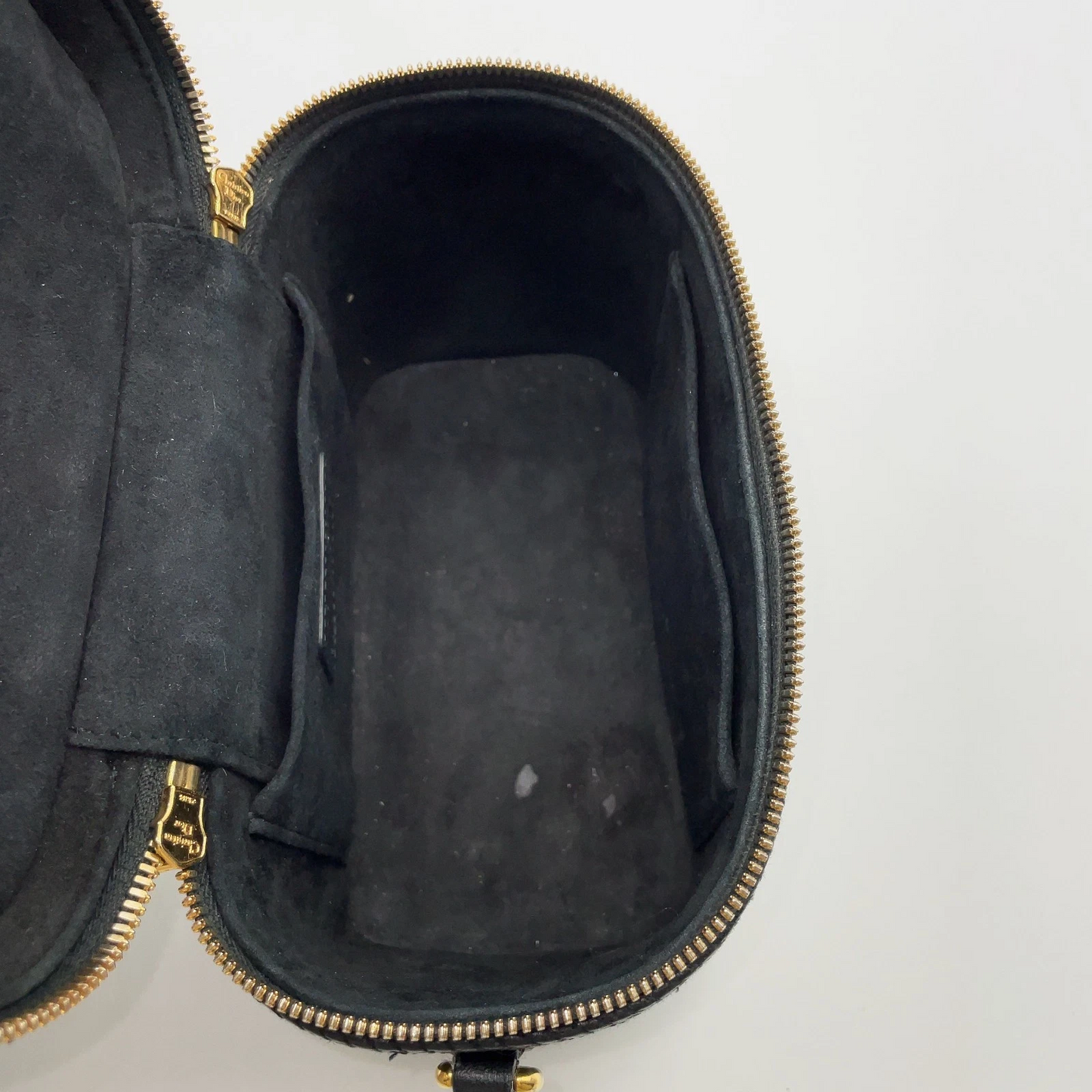 Christian Dior Small Cannage Leather 2-Way Vanity Bag in Black