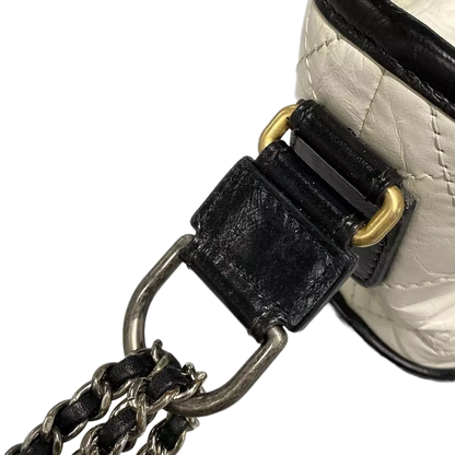 CHANEL Gabrielle de Chanel Small Hobo Bag White Black Aged Calfskin