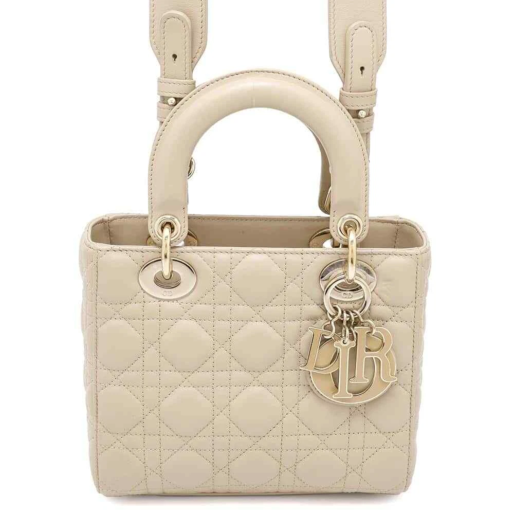 Dior Lady Dior MY ABC DIOR 2-Way Handbag Size Small Lambskin Beige