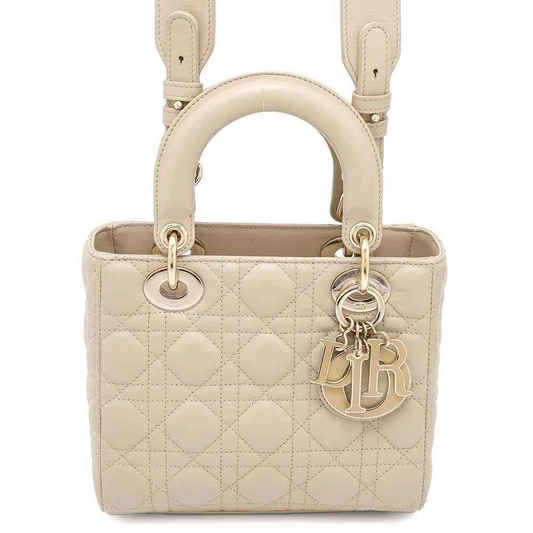 Dior Lady Dior MY ABC DIOR 2-Way Handbag Size Small Lambskin Beige