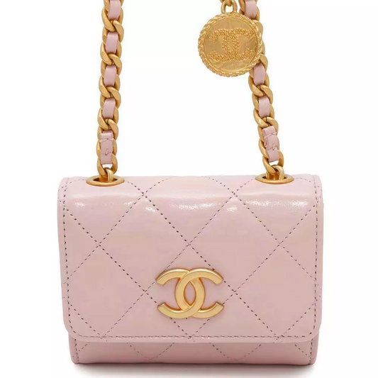 CHANEL Matelasse Chain wallet Leather Pink