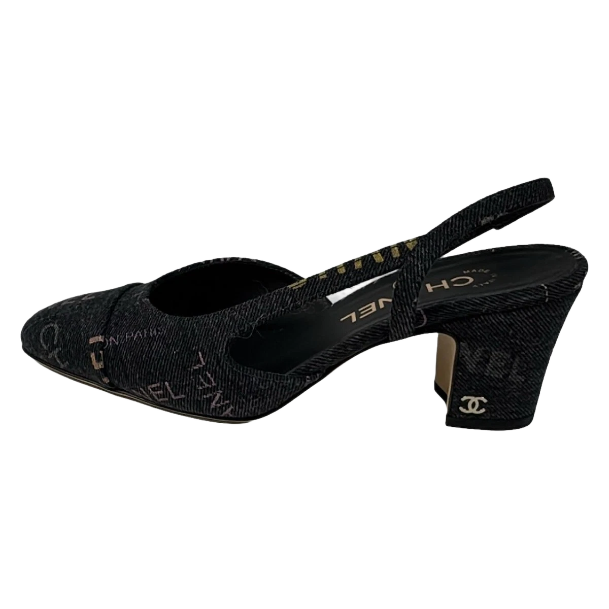 CHANEL Dark Gray Multi Denim Women's Sandals