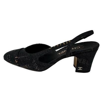 CHANEL Dark Gray Multi Denim Women's Sandals