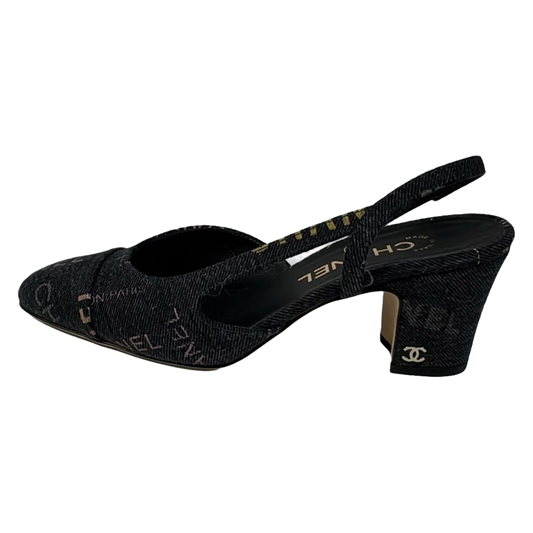 CHANEL Dark Gray Multi Denim Women's Sandals