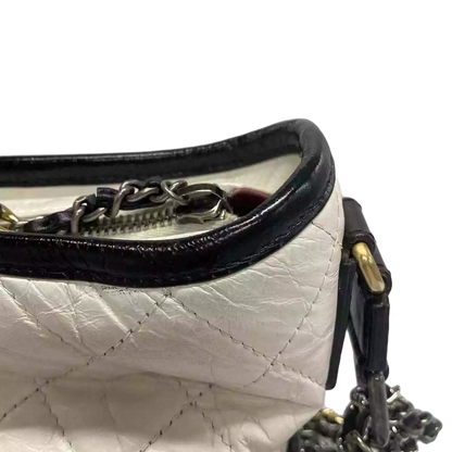 CHANEL Gabrielle de Chanel Small Hobo Bag White Black Aged Calfskin