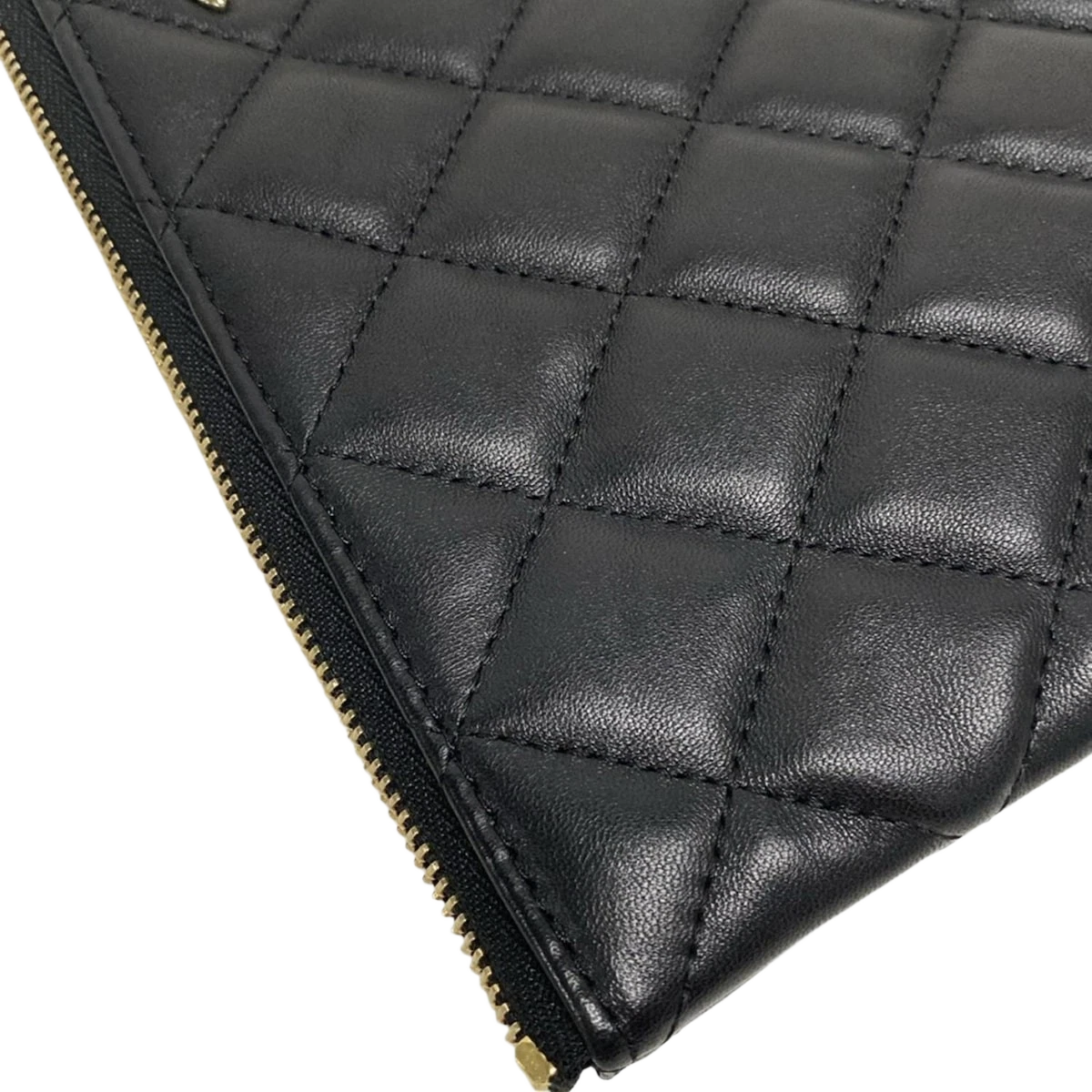 CHANEL Matelasse Black Lambskin Clutch Bag Gold Hardware