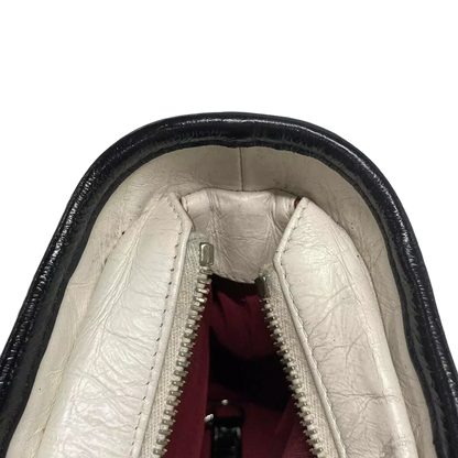 CHANEL Gabrielle de Chanel Small Hobo Bag White Black Aged Calfskin