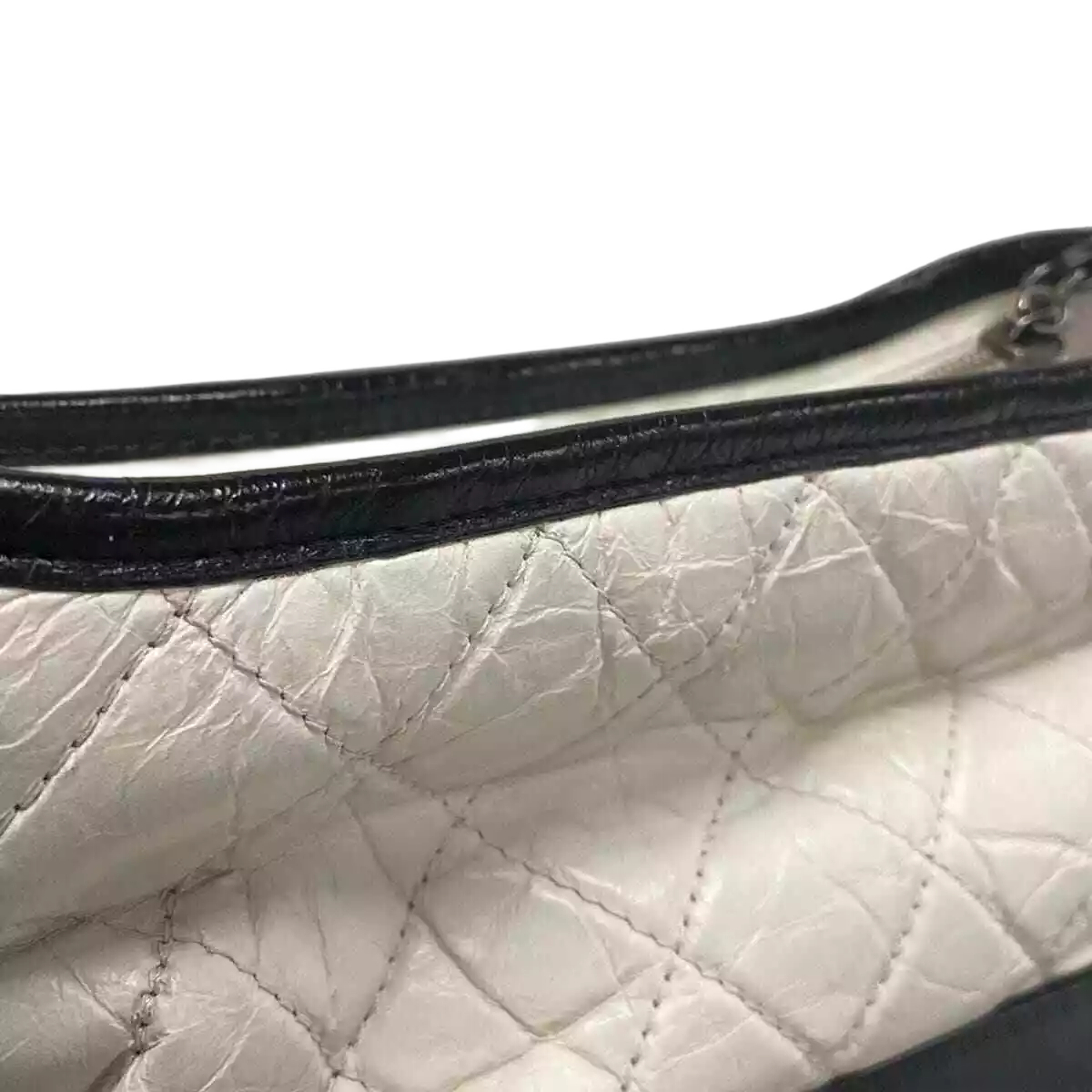 CHANEL Gabrielle de Chanel Small Hobo Bag White Black Aged Calfskin