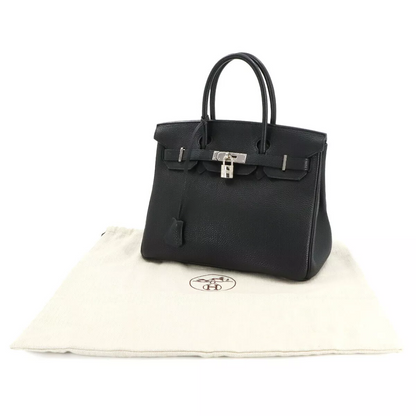 HERMES Birkin 30 Hand Bag Togo Leather Black Purse
