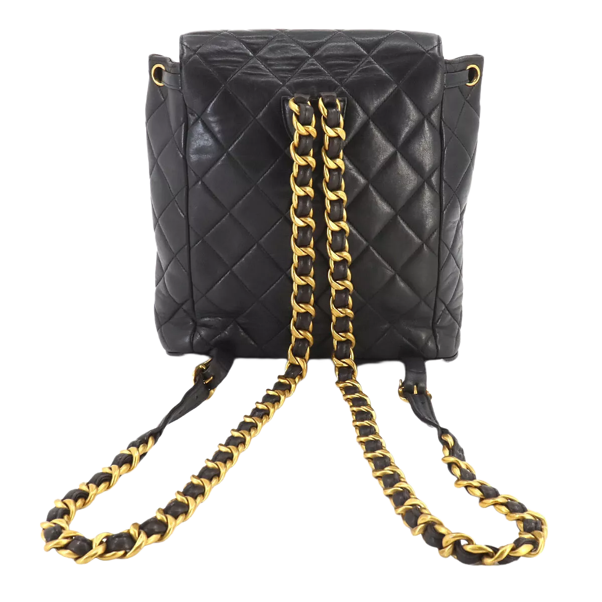 CHANEL Matelasse Chain Backpack Leather Black duma Purse Vintage