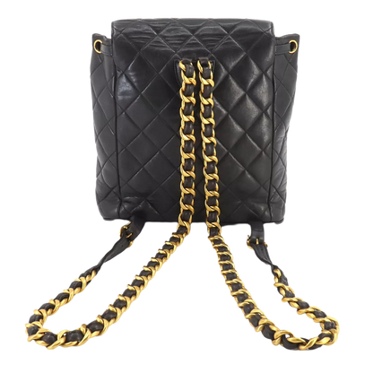 CHANEL Matelasse Chain Backpack Leather Black duma Purse Vintage