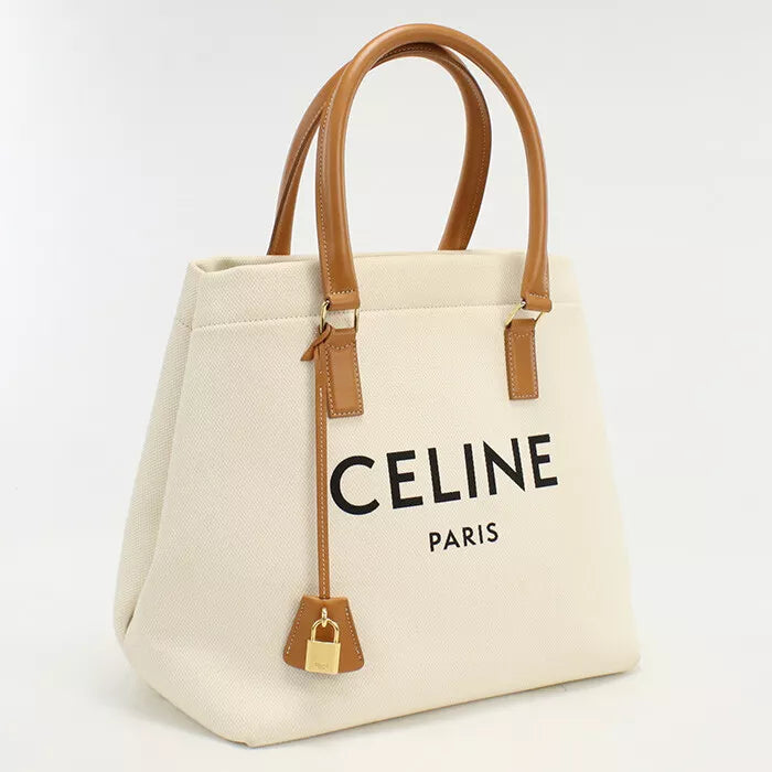 Auth CELINE Tote Bag In White Canvas