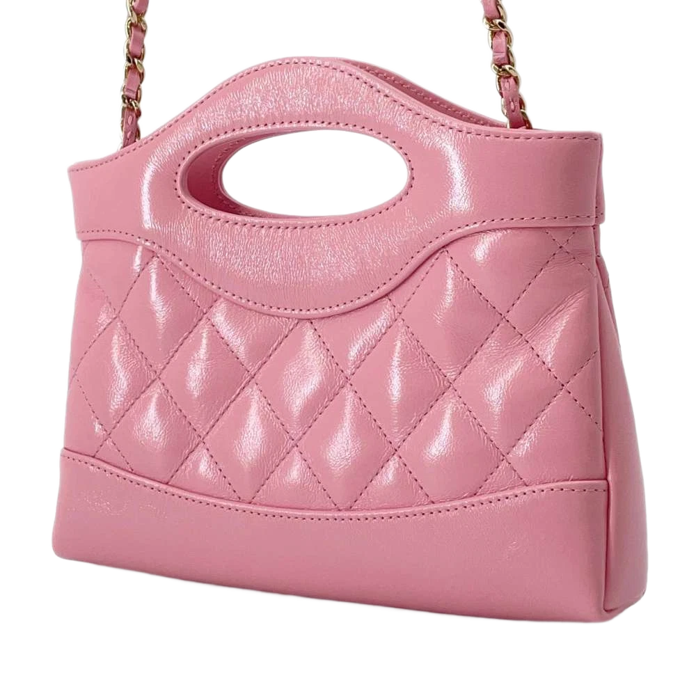 CHANEL CHANEL31 Chain Shoulder Bag Size Mini Shiny Calf Leather Pink