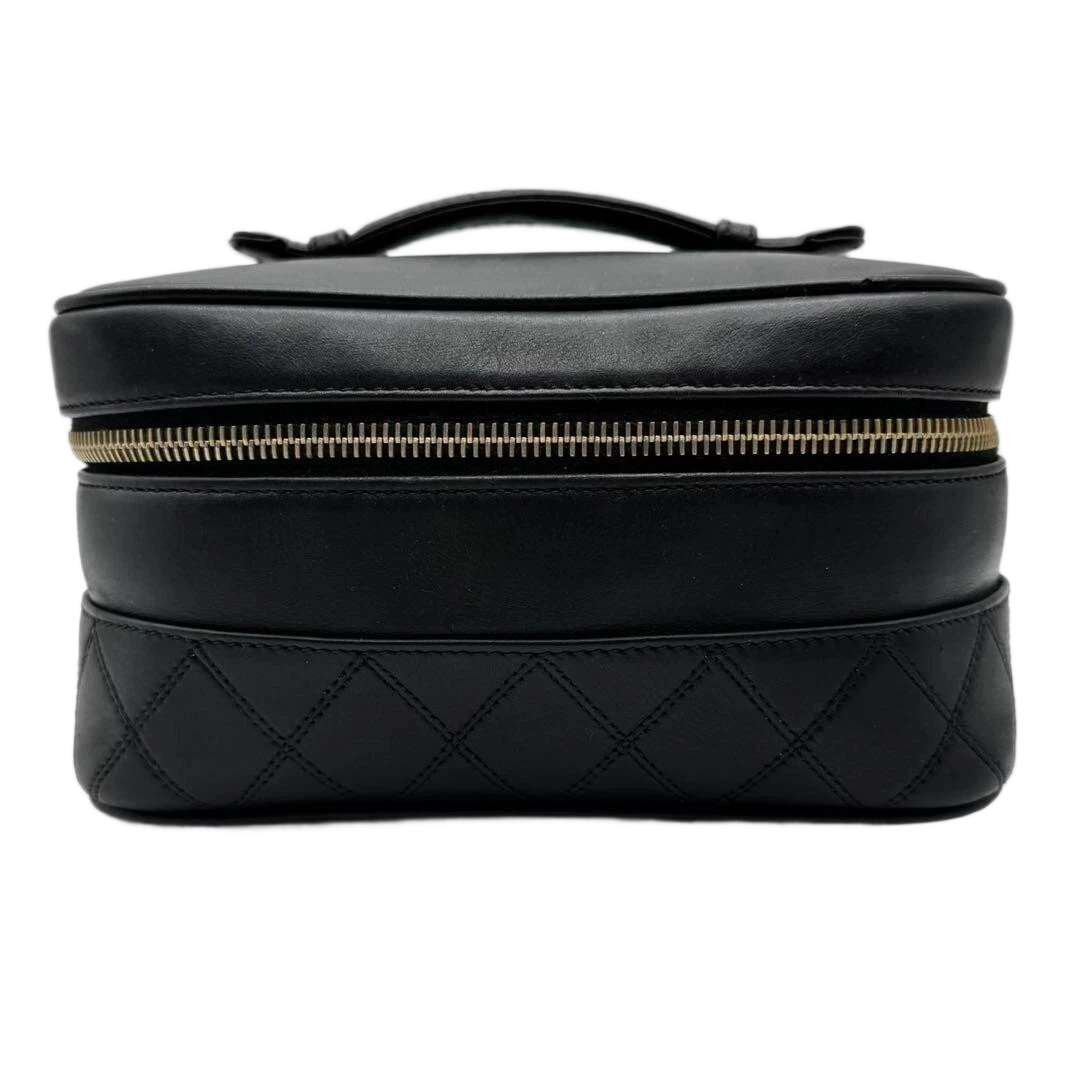 Chanel MATRASSE Vanity Bag Coco Mark Bicolore Lambskin Black Women’s