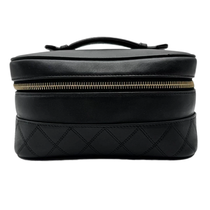 Chanel MATRASSE Vanity Bag Coco Mark Bicolore Lambskin Black Women’s