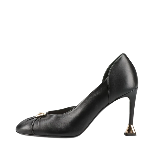 Chanel Coco Mark Leather Pumps 36 Ladies' Black×Gold