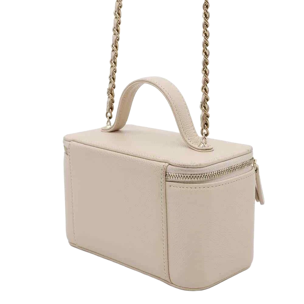 CHANEL Matelasse 2WAY Chain Vanity Bag Calfskin Beige