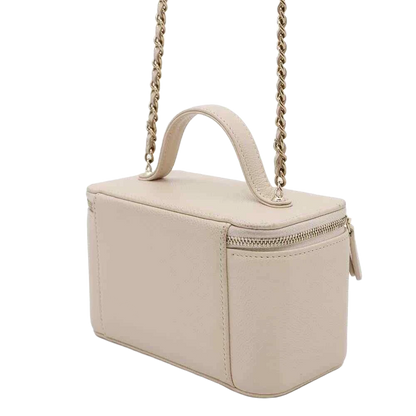 CHANEL Matelasse 2WAY Chain Vanity Bag Calfskin Beige
