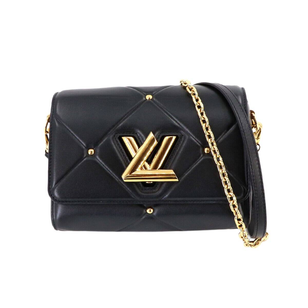 LOUIS VUITTON Twist MM 2way Chain Shoulder Bag Leather Black