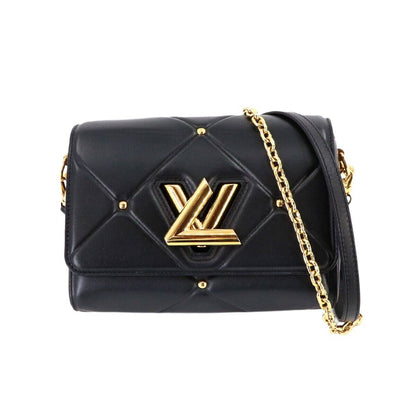 LOUIS VUITTON Twist MM 2way Chain Shoulder Bag Leather Black