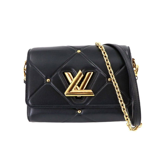 LOUIS VUITTON Twist MM 2way Chain Shoulder Bag Leather Black