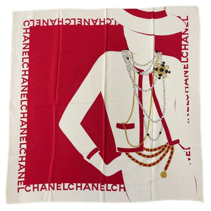 CHANEL Mademoiselle silhouette Silk Scarf W/Paper Case