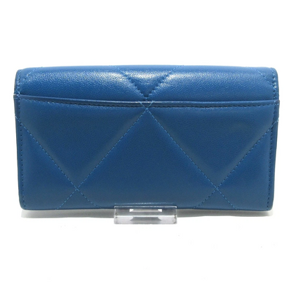 CHANEL CHANEL19 Matelasse Blue Lambskin Wallet