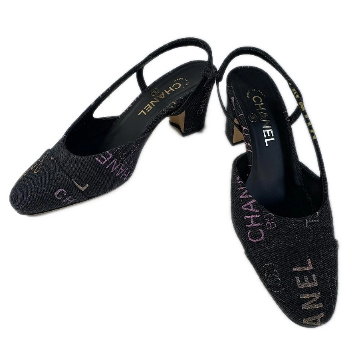 CHANEL Dark Gray Multi Denim Women's Sandals