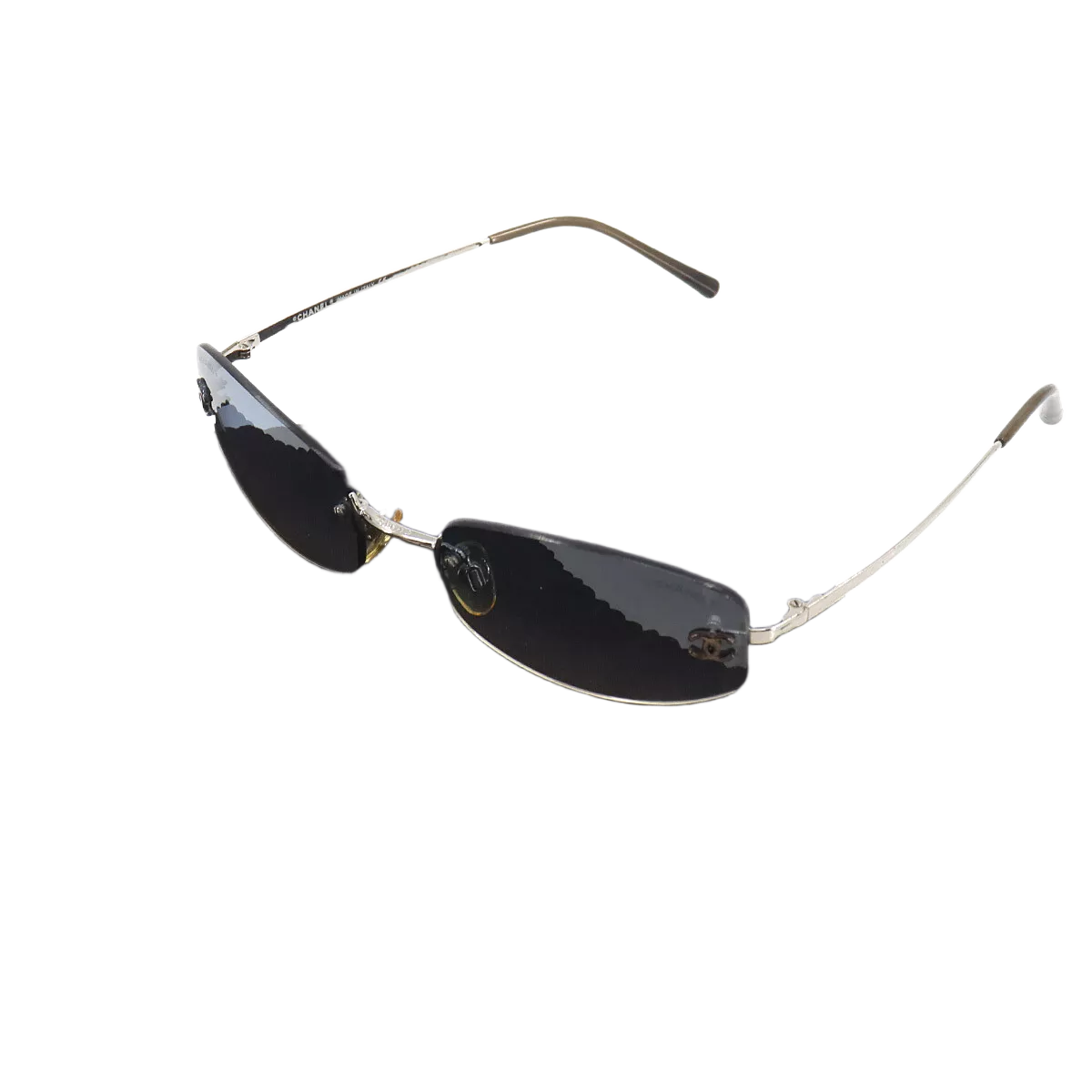 CHANEL Sunglasses CC Blue Gradation Silver