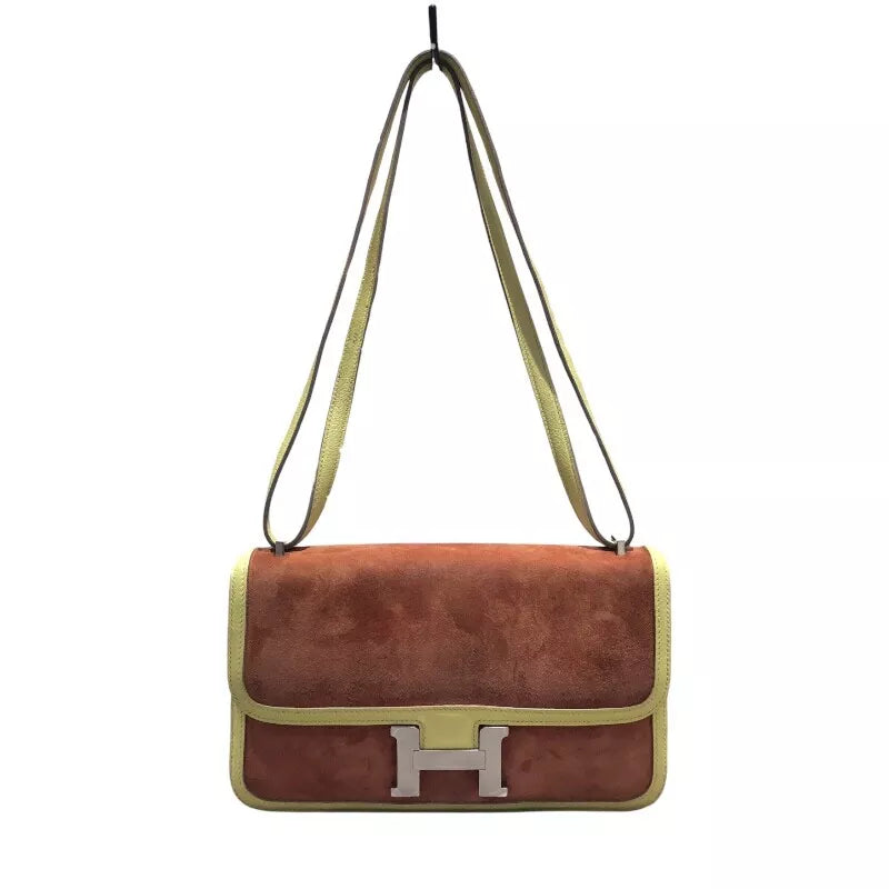 HERMES Constance Elan Shoulder Bag Brown with Silver Hardware Doblis