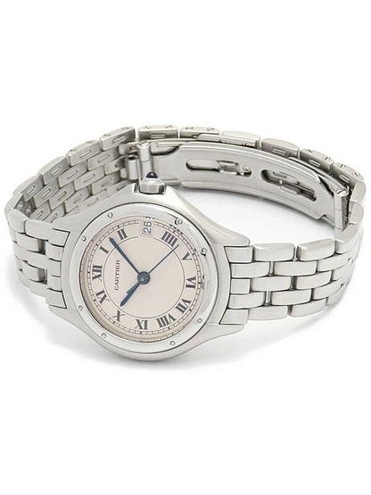 Cartier PANTHERE Cougar SM Quartz Watch Women White Steel Used 3M Warranty