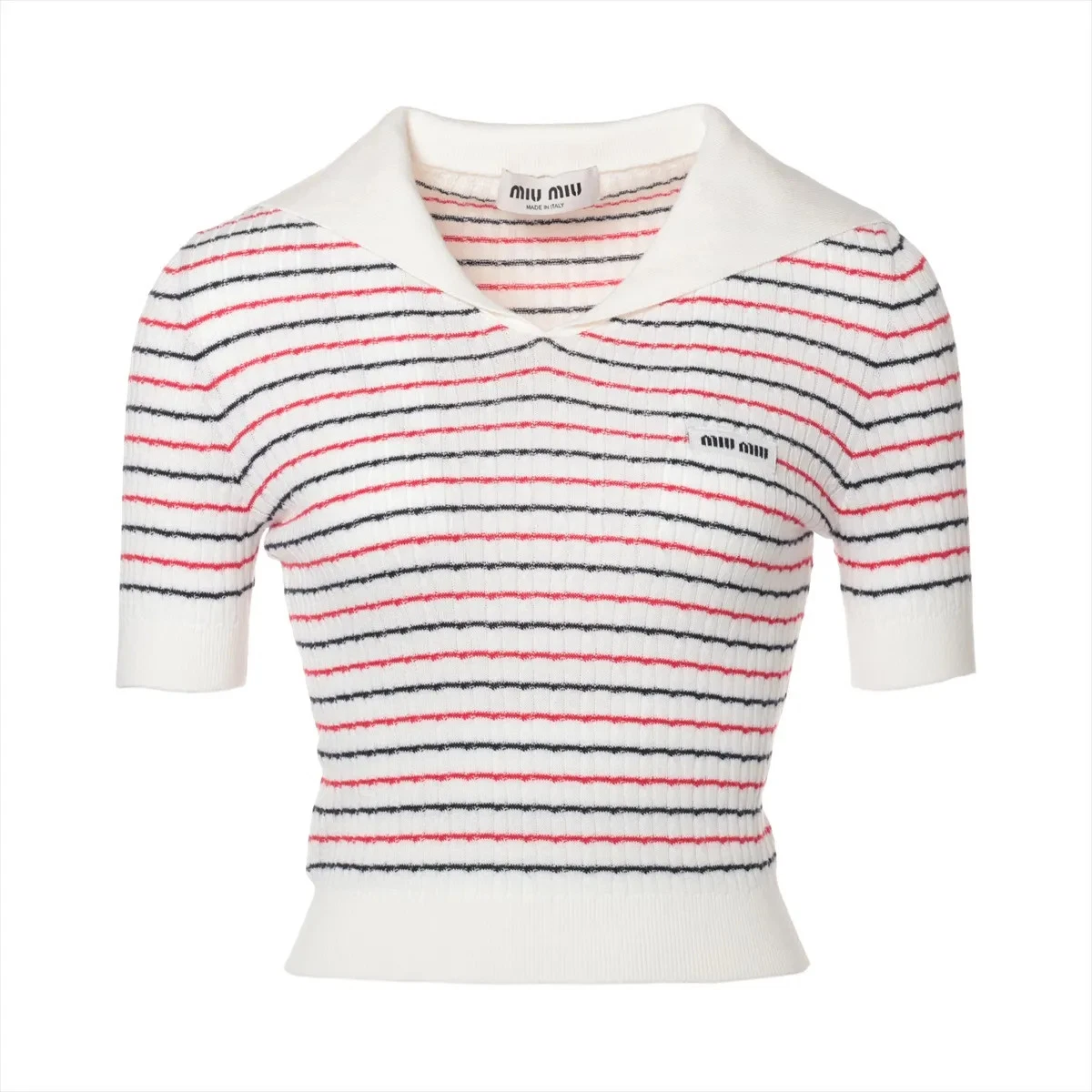 Miu Miu 22 Years Cotton Short Sleeve Knitwear 36 Ladies' White