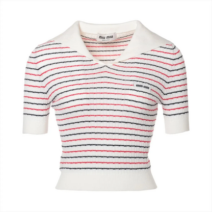 Miu Miu 22 Years Cotton Short Sleeve Knitwear 36 Ladies' White