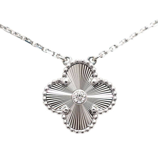 Van Cleef & Arpels K18WG Vin Alhambra Necklace Guilloche 1PD 2020 Holiday Limited Edition